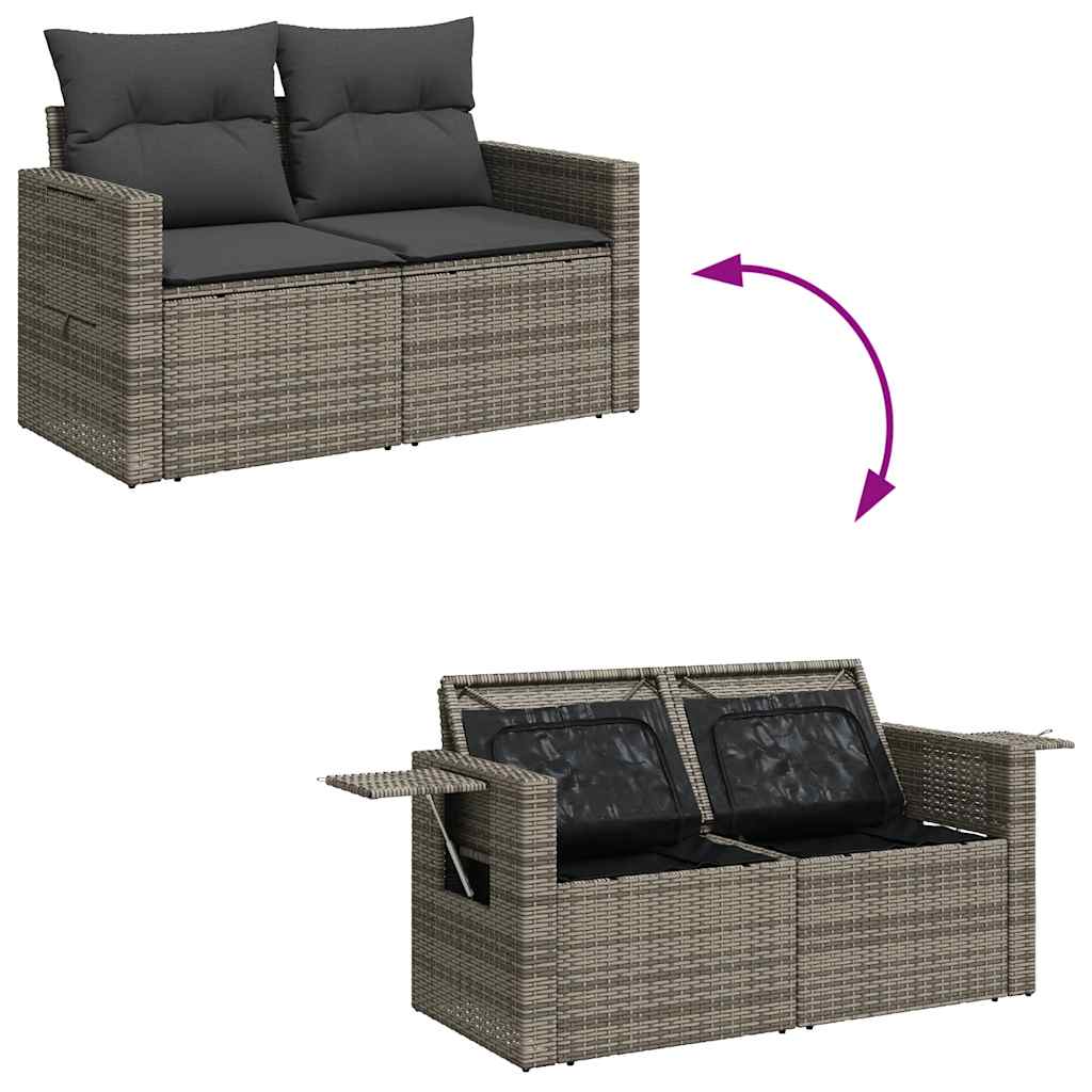 Set Divano da Giardino 6 pz con Cuscini Grigio in Polyrattan