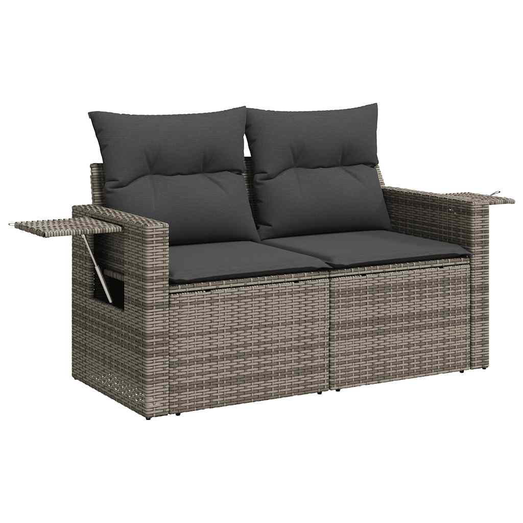 Set Divani da Giardino 7 pz con Cuscini Grigio in Polyrattan