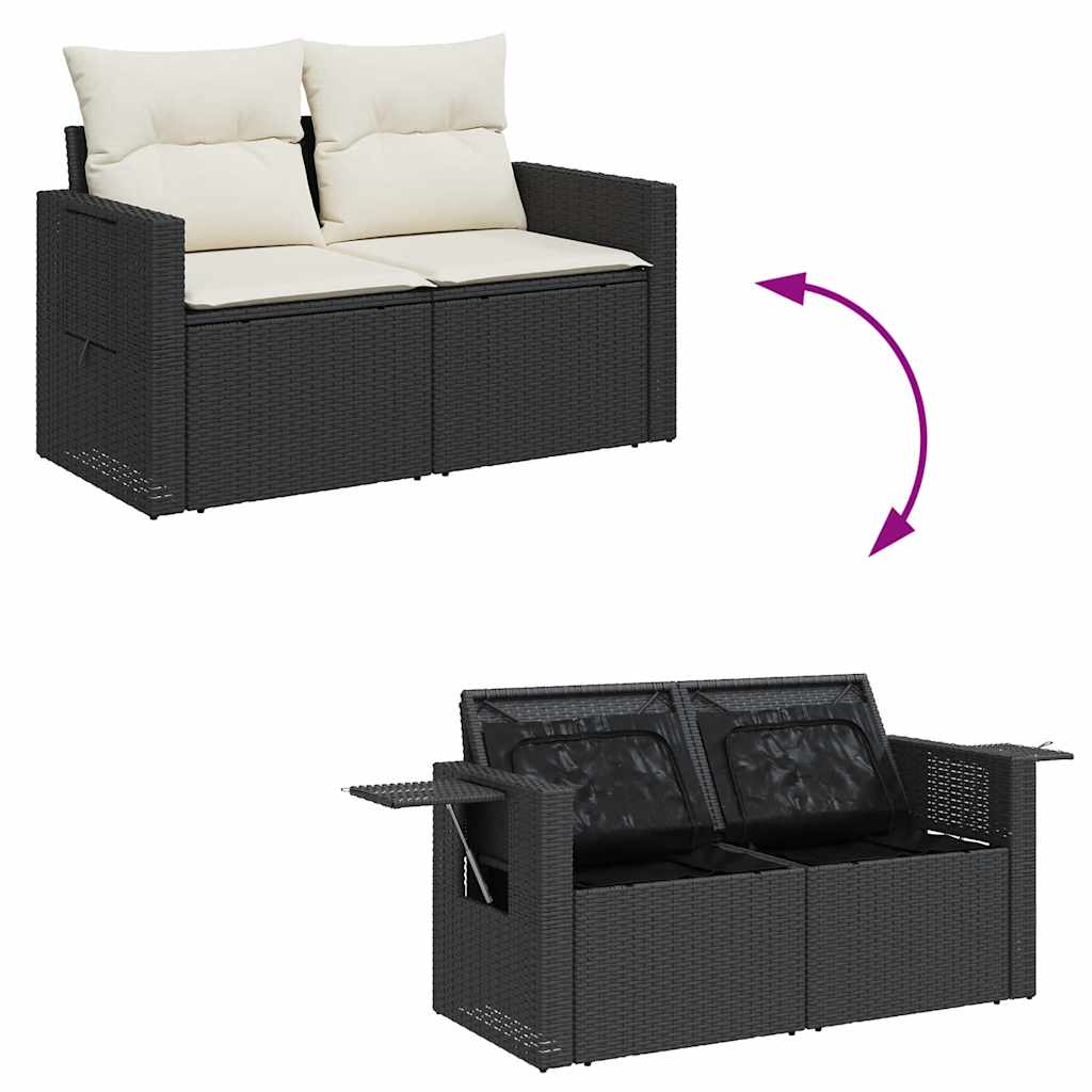 Set Divani da Giardino con Cuscini 8 pz Nero in Polyrattan