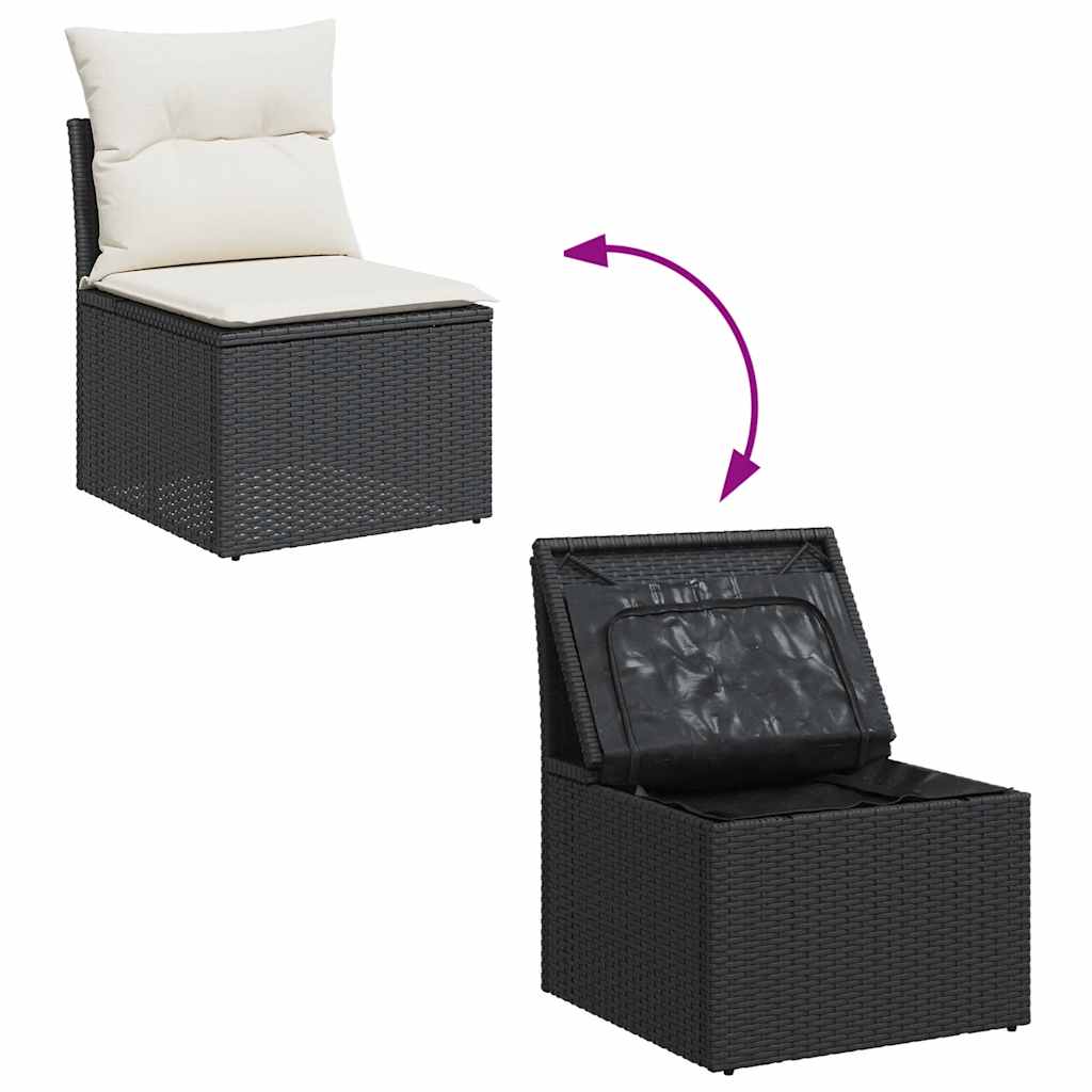 Set Divani da Giardino 5 pz con Cuscini in Polyrattan Nero