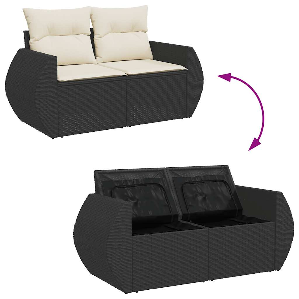 Set Divani da Giardino 5 pz con Cuscini in Polyrattan Nero