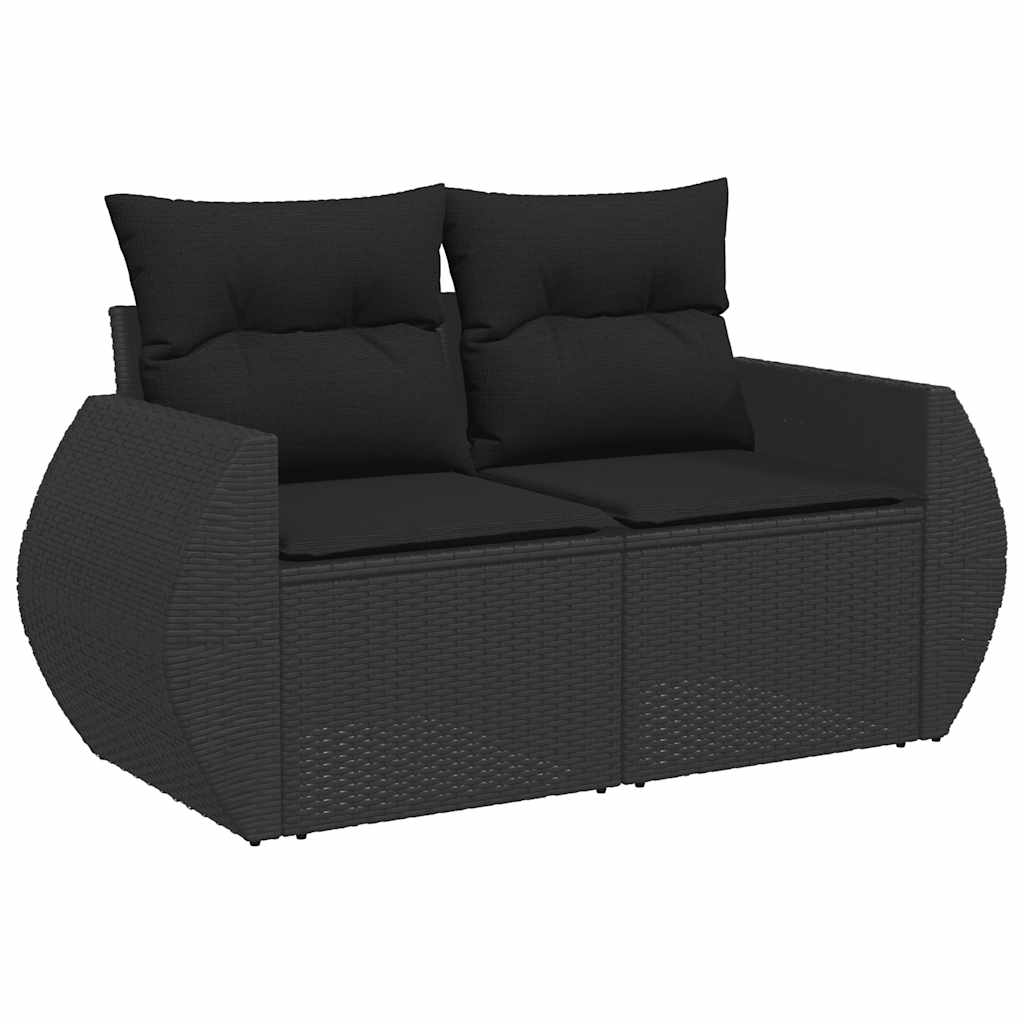 Set Divani da Giardino con Cuscini 7pz Nero Polyrattan