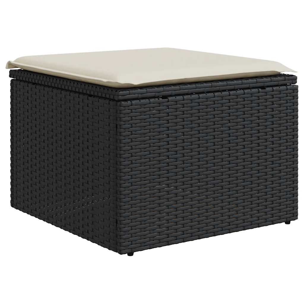 Set Divani da Giardino con Cuscini 7pz Nero Polyrattan