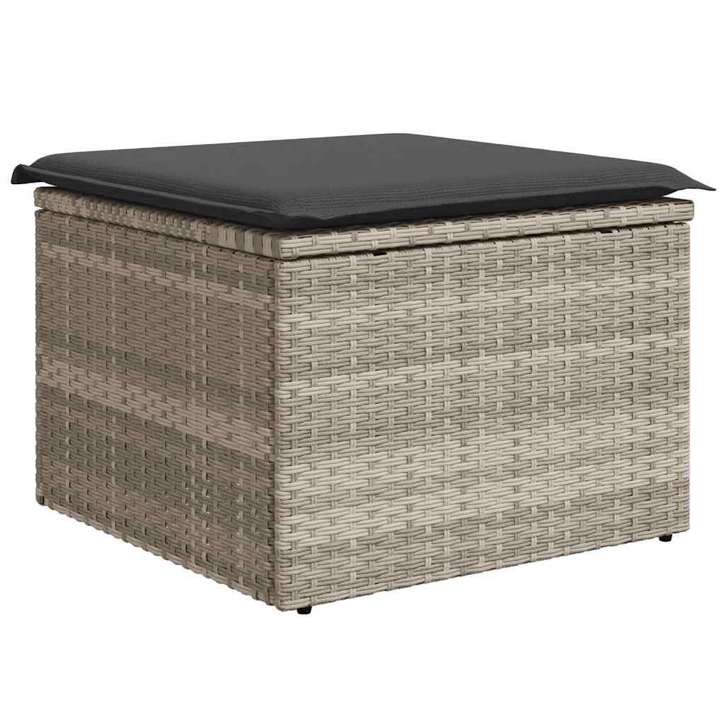 Set Divani da Giardino 7pz con Cuscini Grigio Chiaro Polyrattan