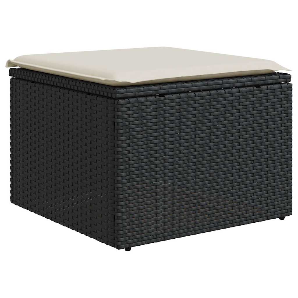 Set Divani da Giardino 9 pz con Cuscini Nero in Polyrattan