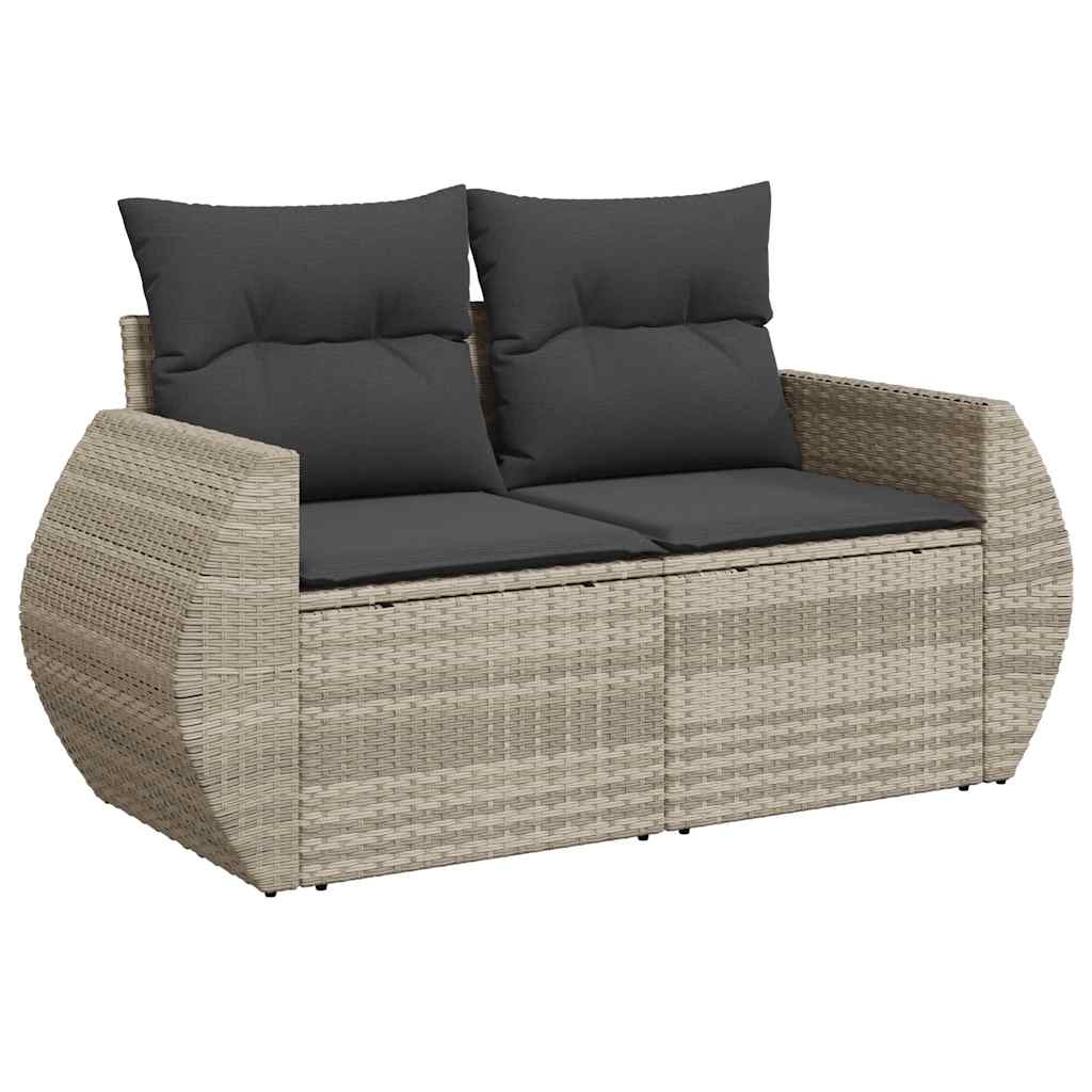 Set Divano Giardino 10 pz con Cuscini Grigio Chiaro Polyrattan