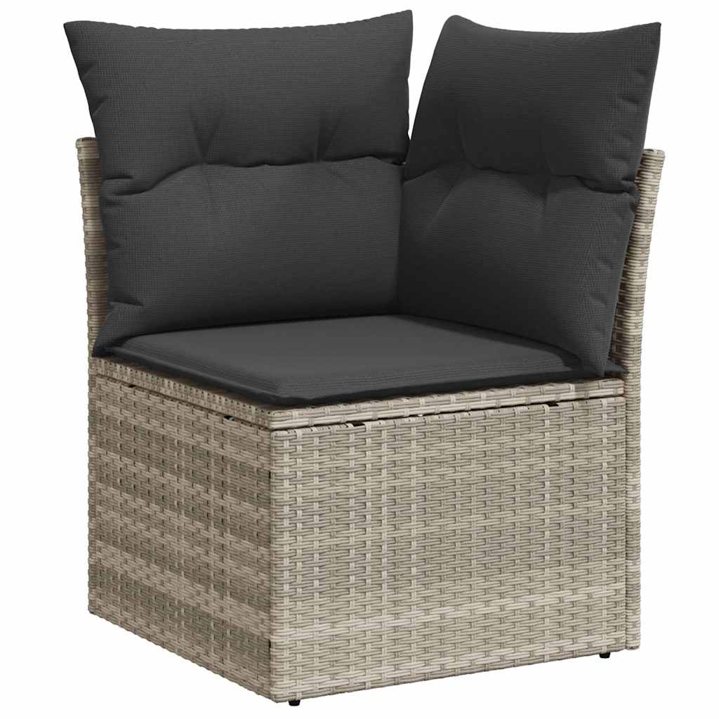 Set Divani da Giardino 11 pz con Cuscini in Polyrattan Grigio