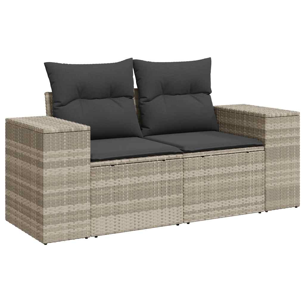 Set Divani da Giardino 7pz con Cuscini Grigio Chiaro Polyrattan