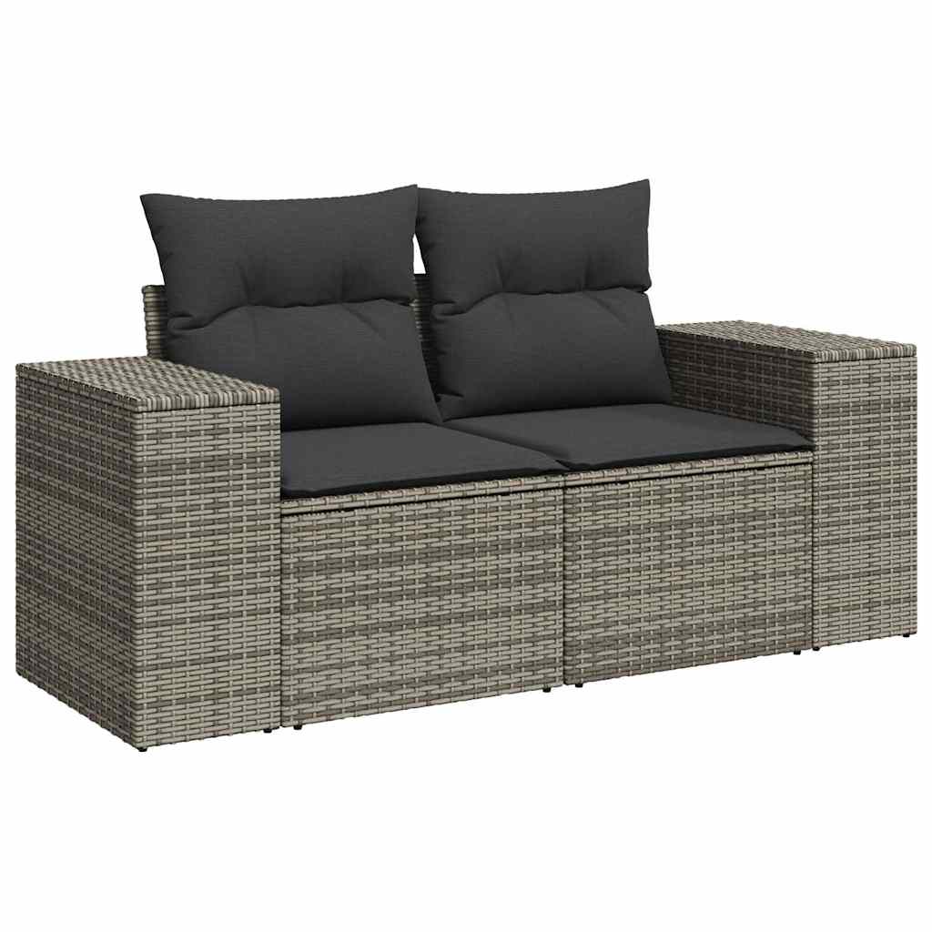 Set Divano da Giardino 8 pz con Cuscini Grigio in Polyrattan