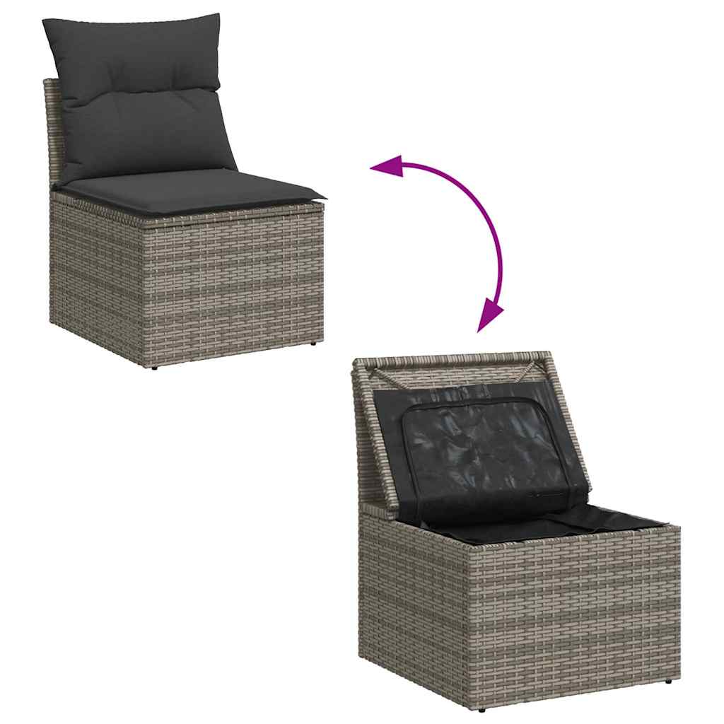 Set Divano da Giardino 6 pz con Cuscini Grigio in Polyrattan