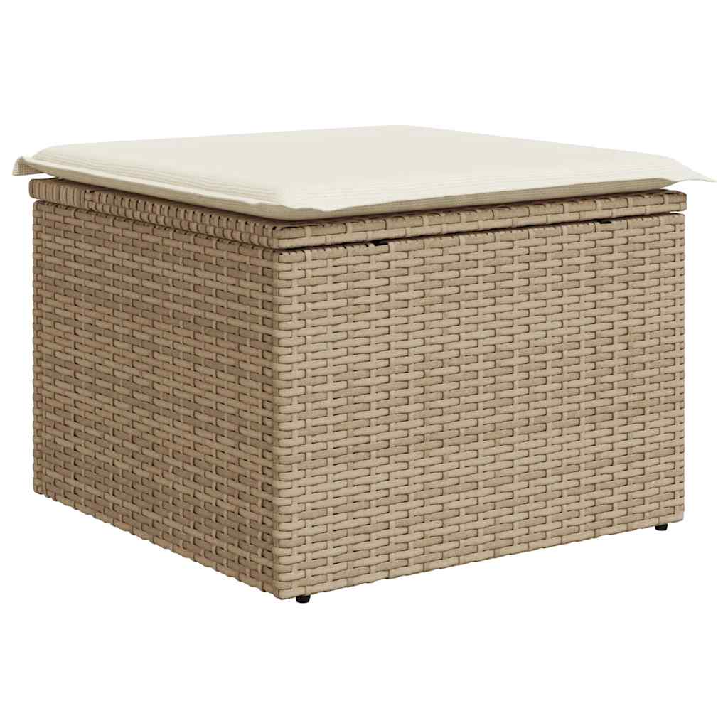 Set Divano da Giardino 9 pz con Cuscini Beige in Polyrattan