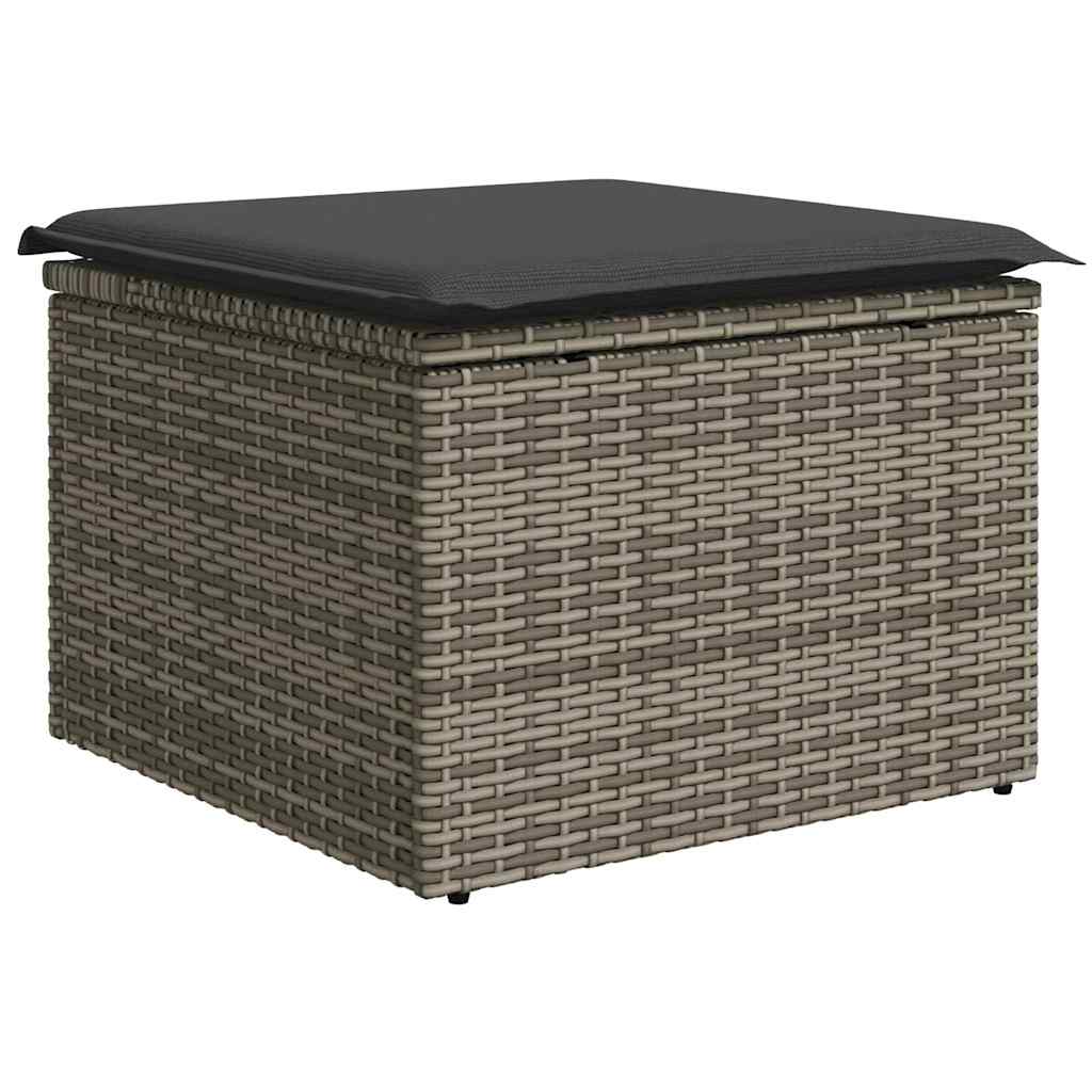 Set Divano da Giardino 9 pz con Cuscini Grigio in Polyrattan