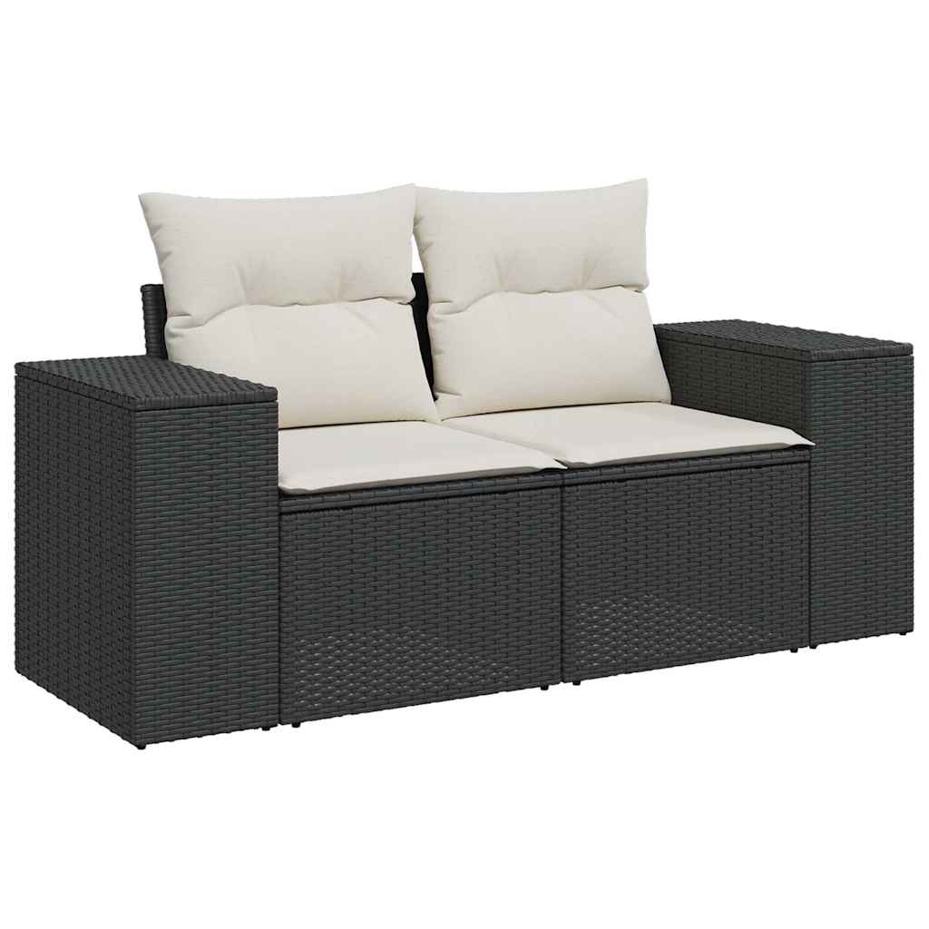 Set Divani da Giardino 10pz con Cuscini in Polyrattan Nero