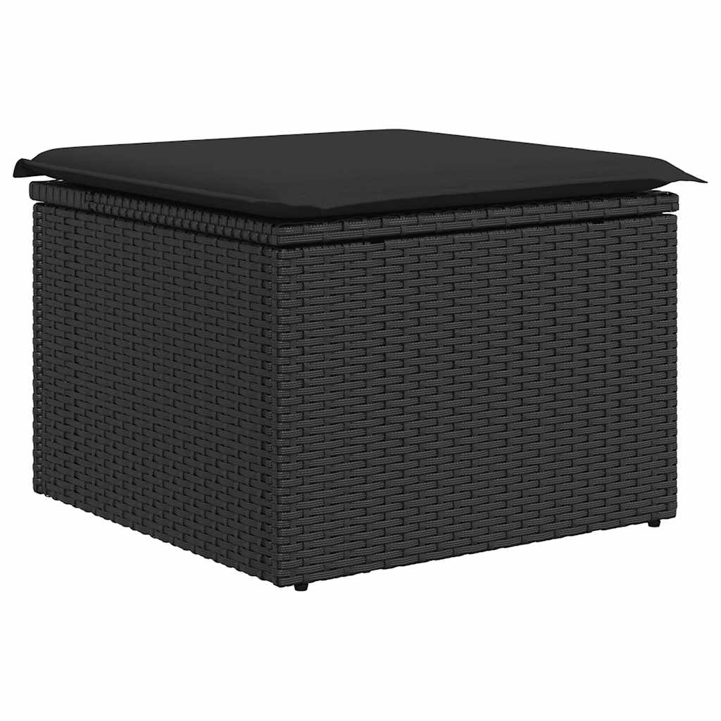 Set Divano da Giardino 6 pz con Cuscini Nero in Polyrattan