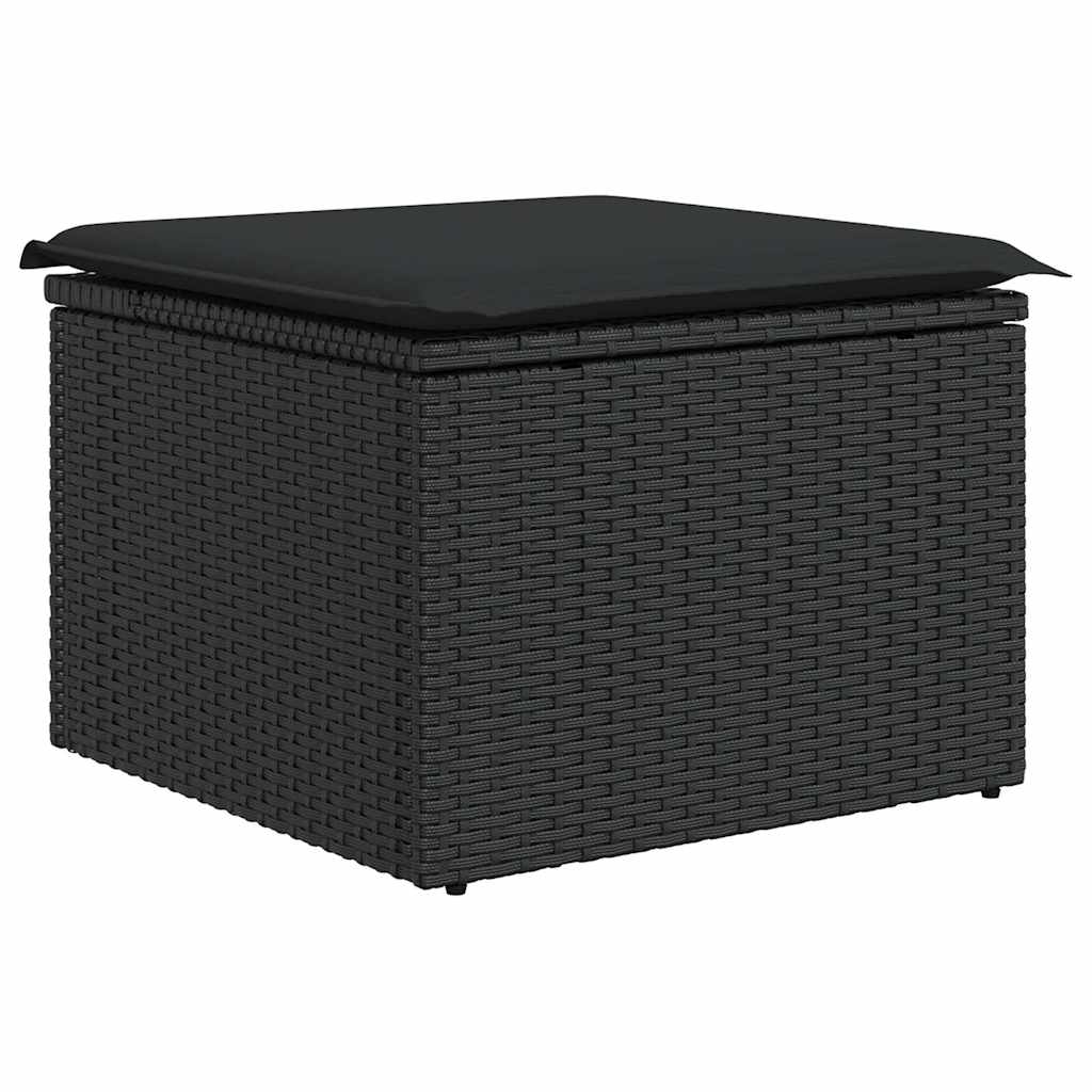 Set Divani da Giardino con Cuscini 7pz Nero Polyrattan