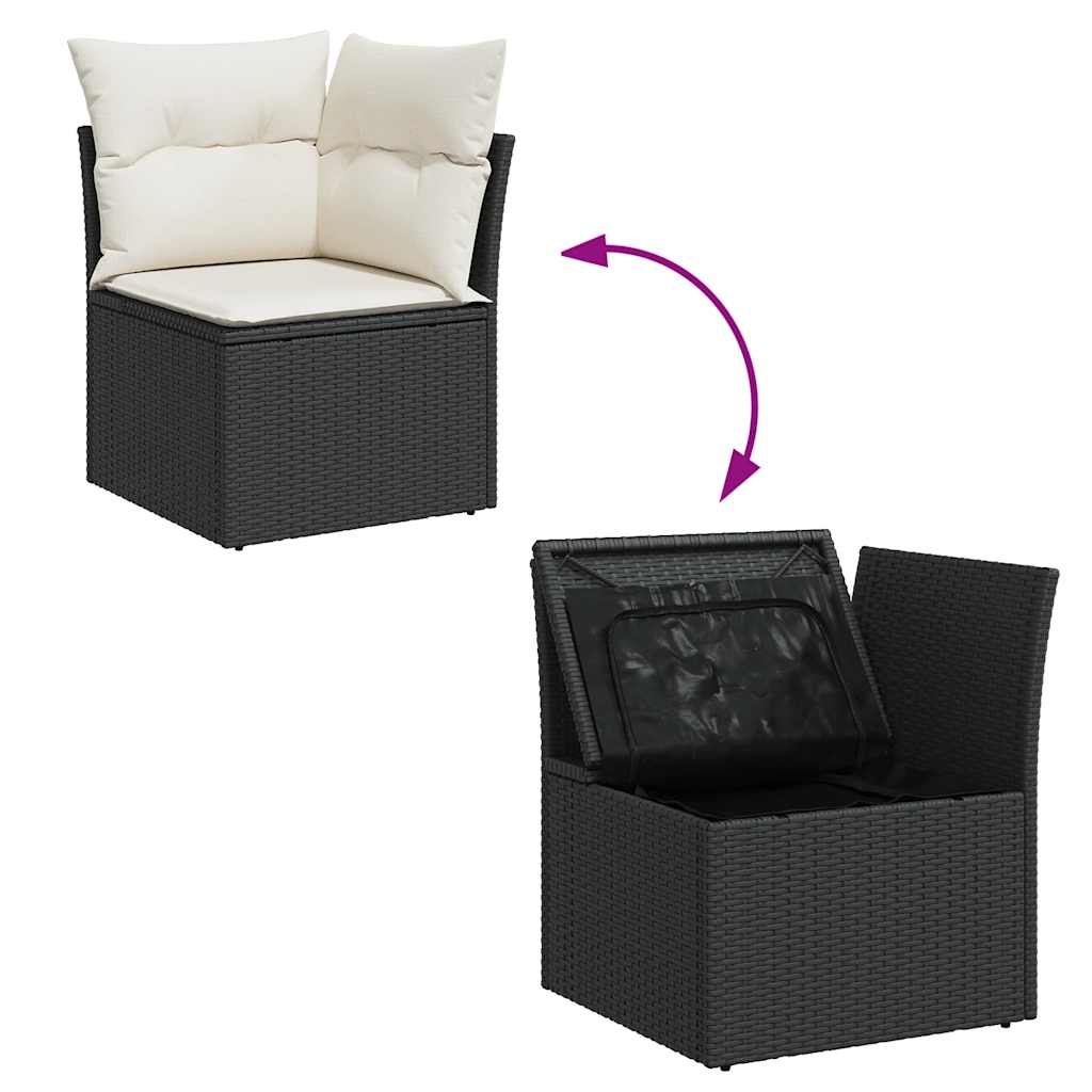 Set Divani da Giardino 9 pz con Cuscini Nero in Polyrattan