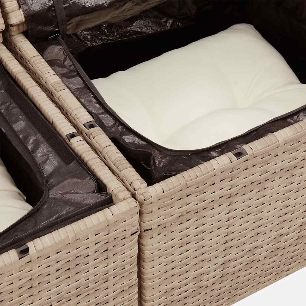 Set Divani da Giardino 7 pz con Cuscini Beige in Polyrattan