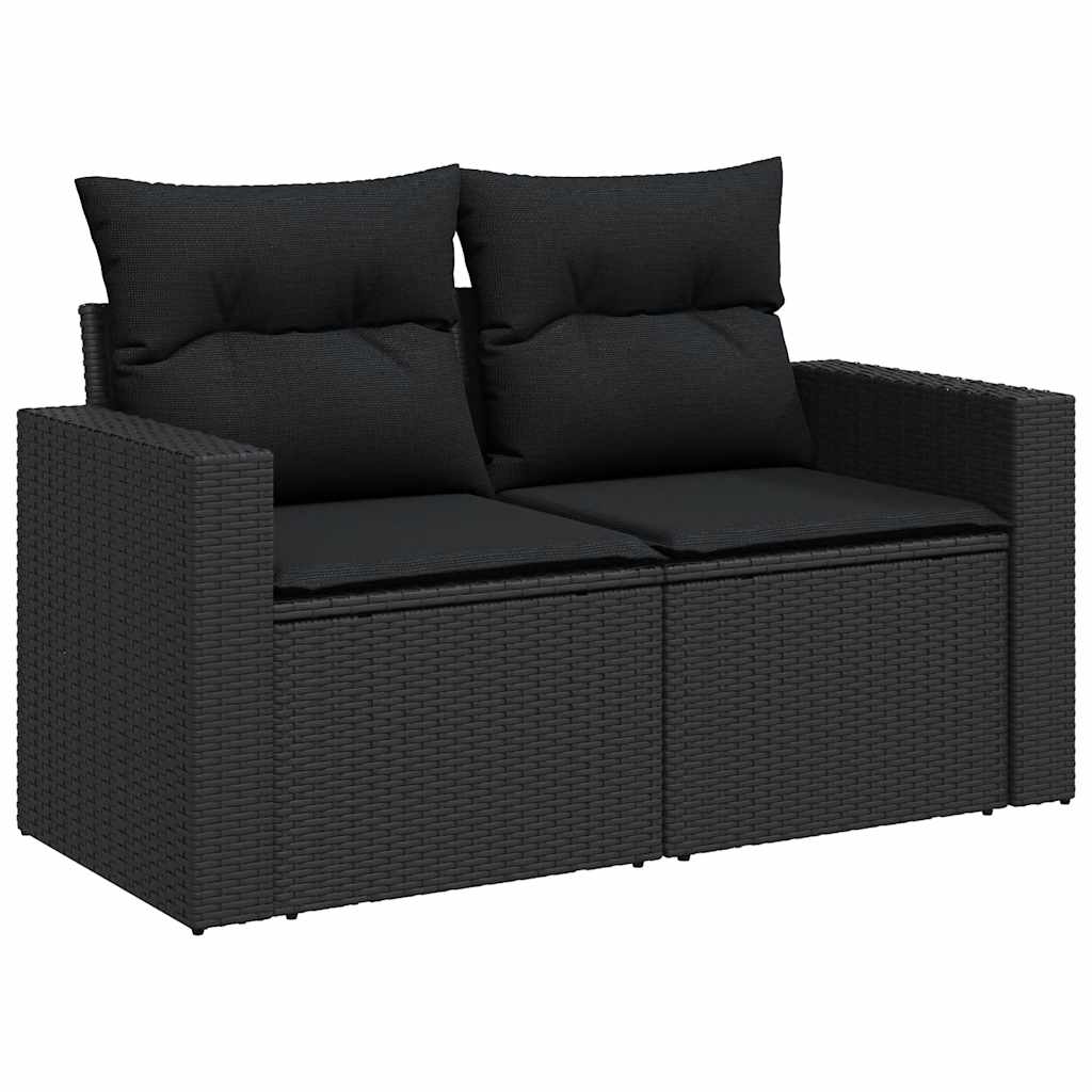 Set Divano da Giardino 6 pz con Cuscini Nero in Polyrattan