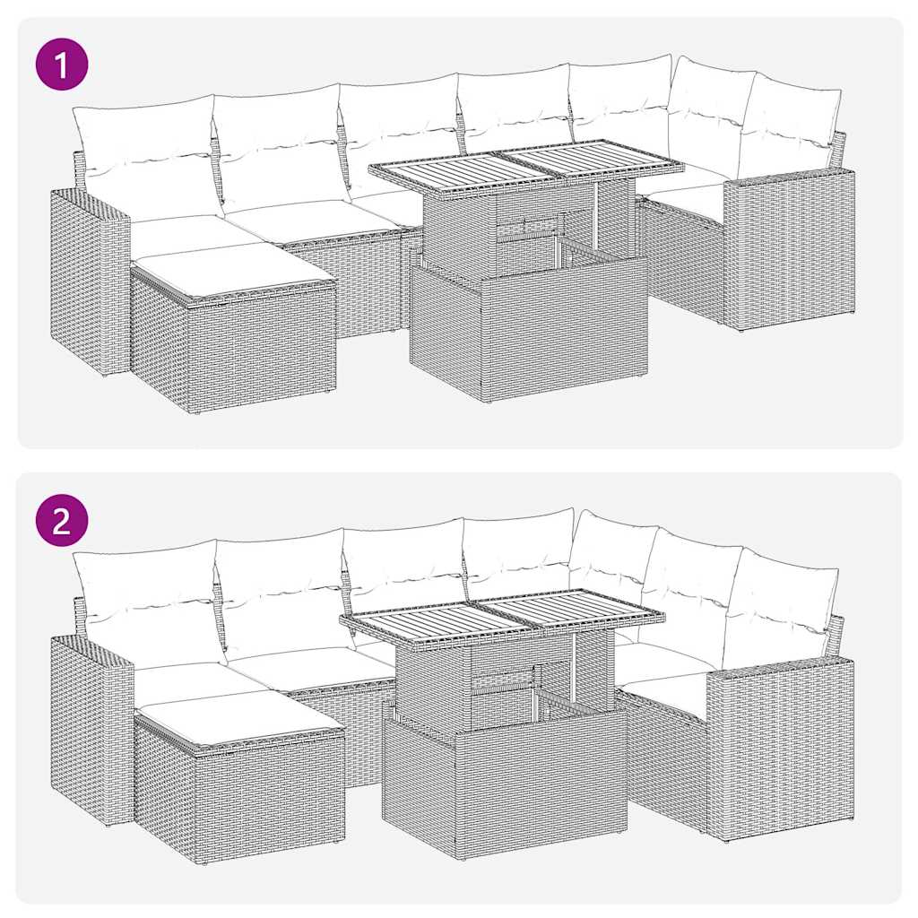 Set Divano da Giardino 8 pz con Cuscini Grigio in Polyrattan