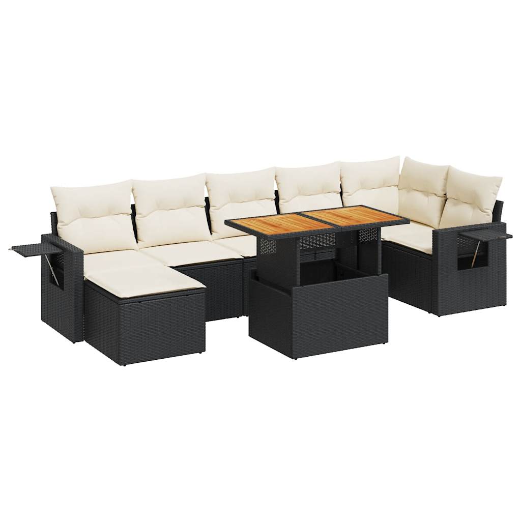 Set Divani da Giardino con Cuscini 8 pz Nero in Polyrattan