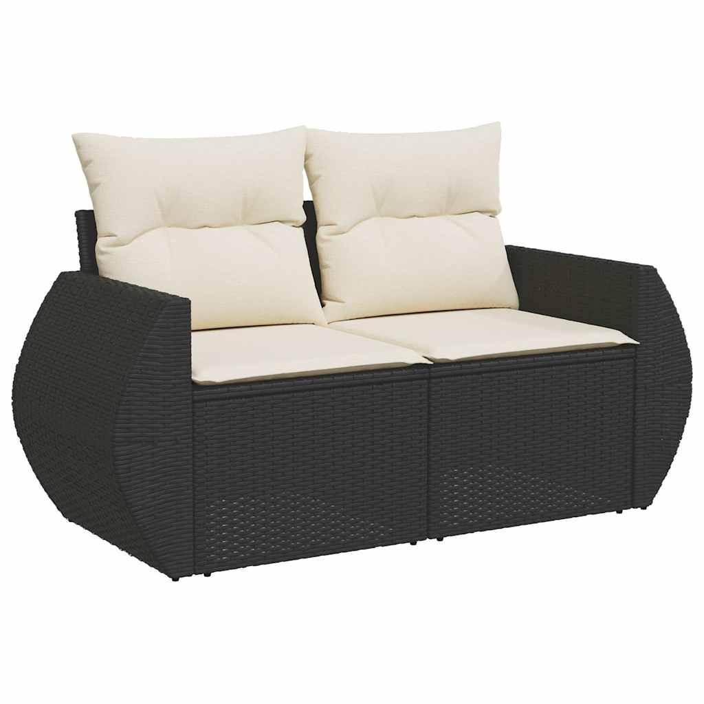 Set Divani da Giardino con Cuscini 7pz Nero Polyrattan