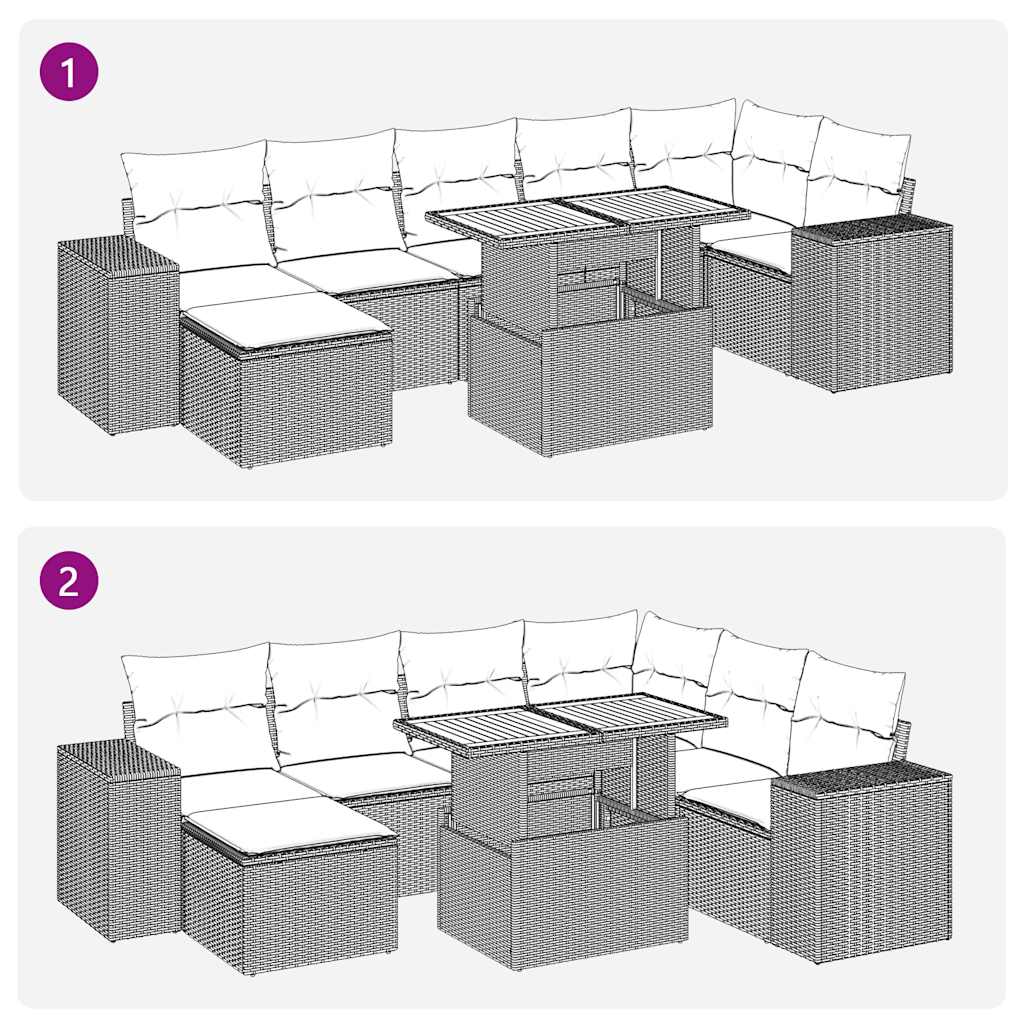 Set Divani da Giardino con Cuscini 8 pz Nero in Polyrattan