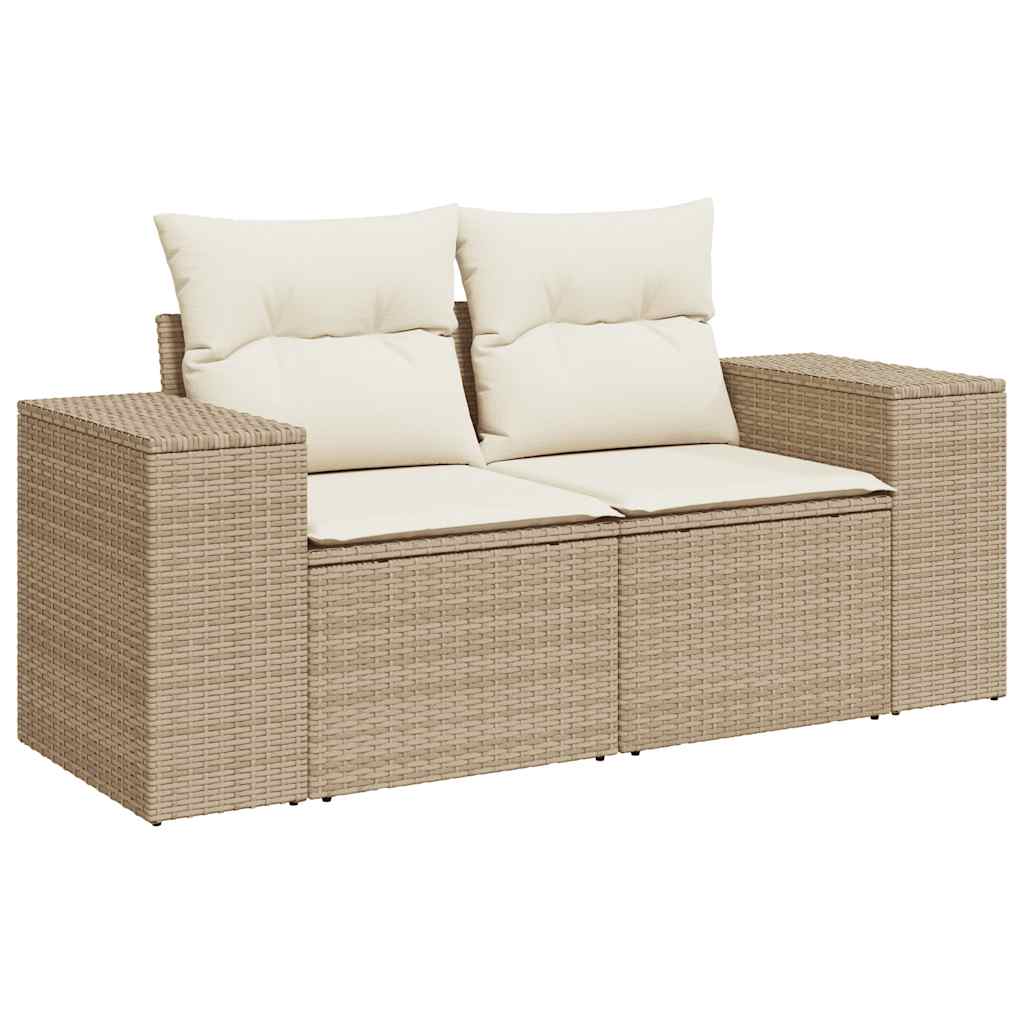 Set Divano da Giardino 9 pz con Cuscini Beige Polyrattan Acacia