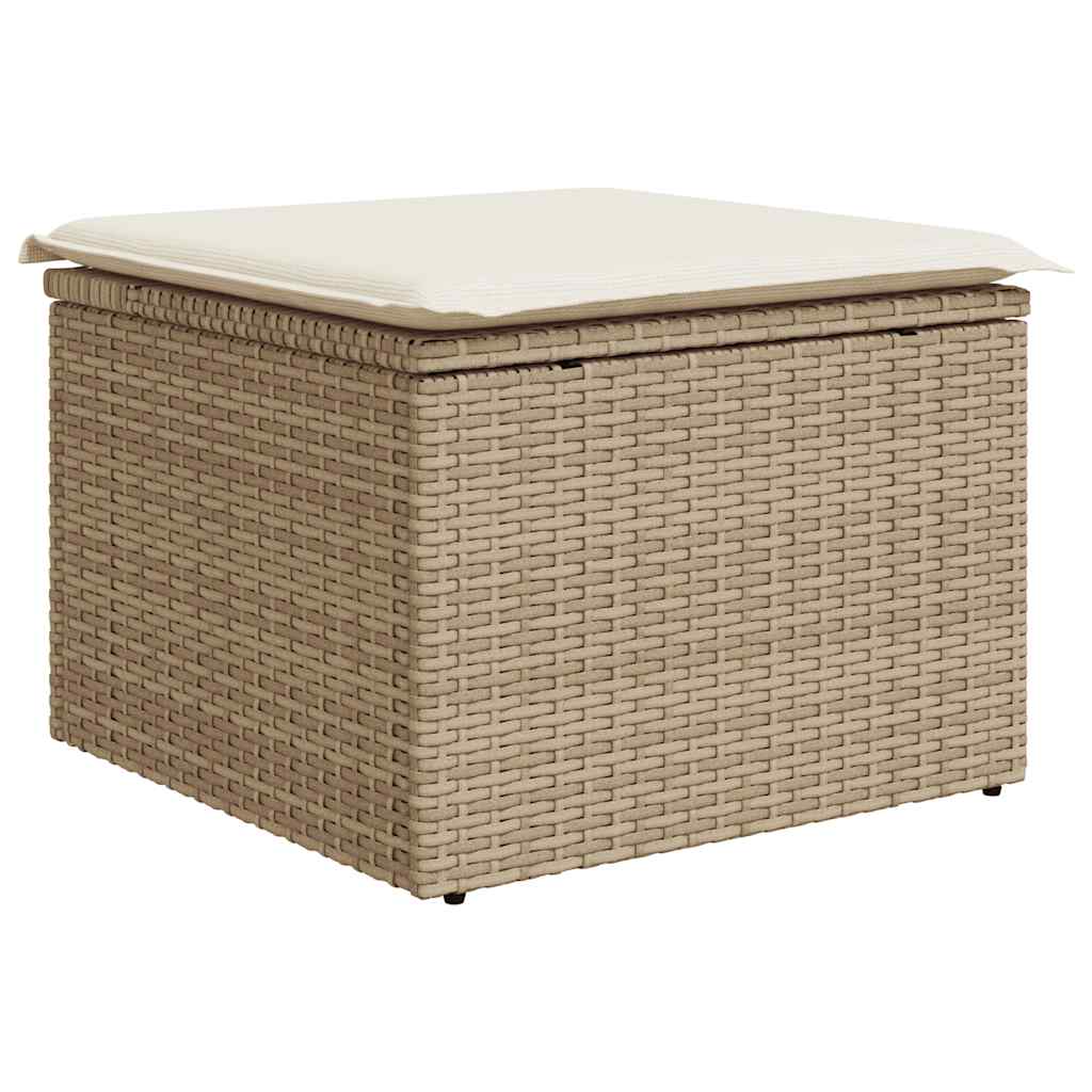 Set Divano da Giardino 9 pz con Cuscini Beige Polyrattan Acacia