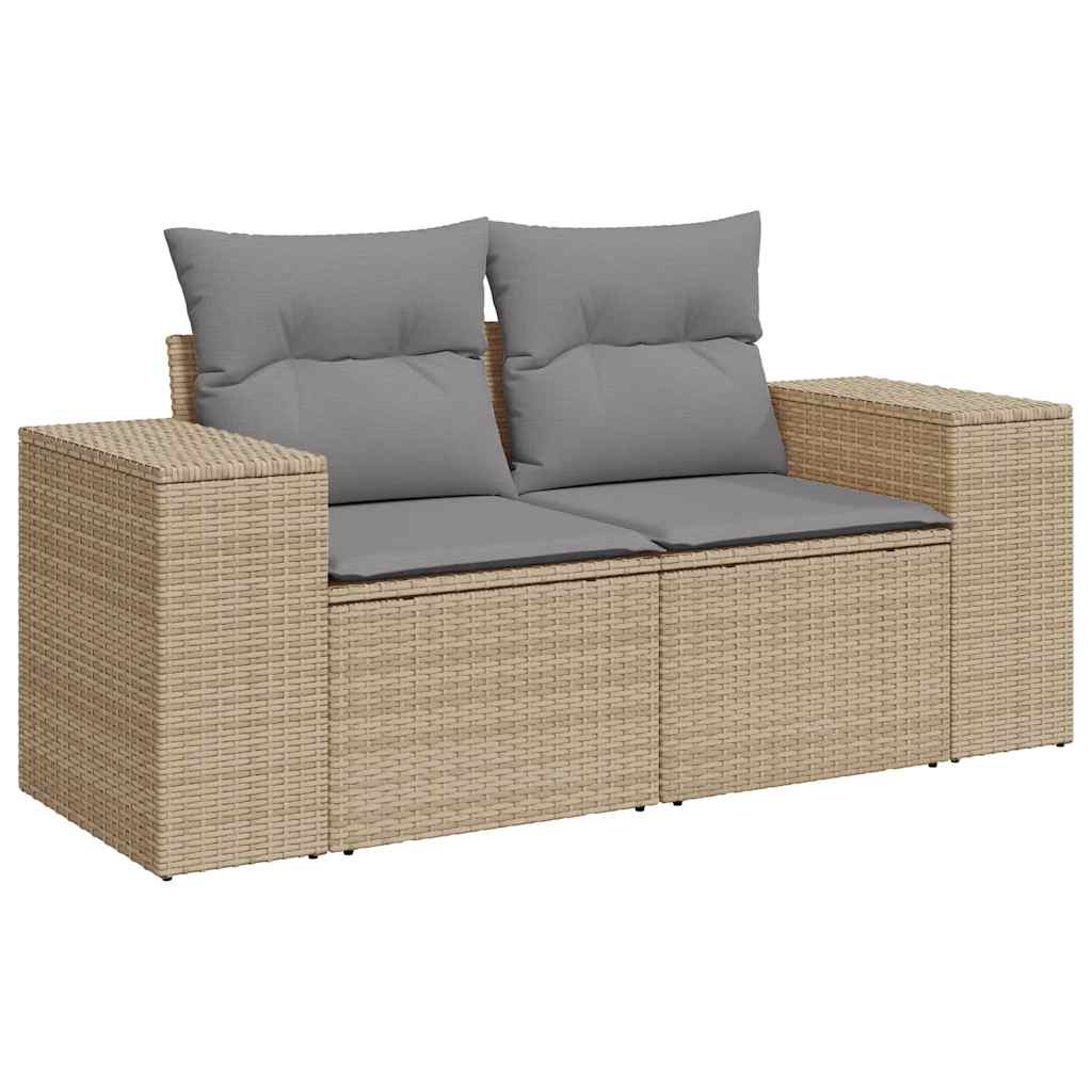 Set Divano da Giardino 9 pz con Cuscini Beige Polyrattan Acacia