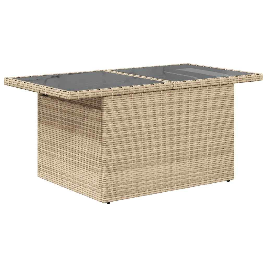 Set Divano da Giardino 9 pz con Cuscini Beige Polyrattan Acacia