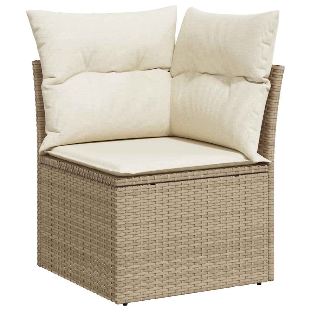 Set Divano da Giardino 8 pz con Cuscini Beige Polyrattan Acacia