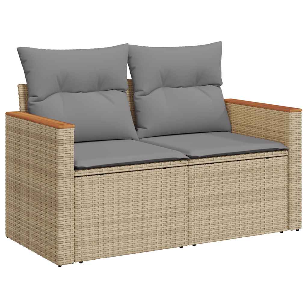 Set Divani da Giardino 7 pz con Cuscini Beige Polyrattan Acacia