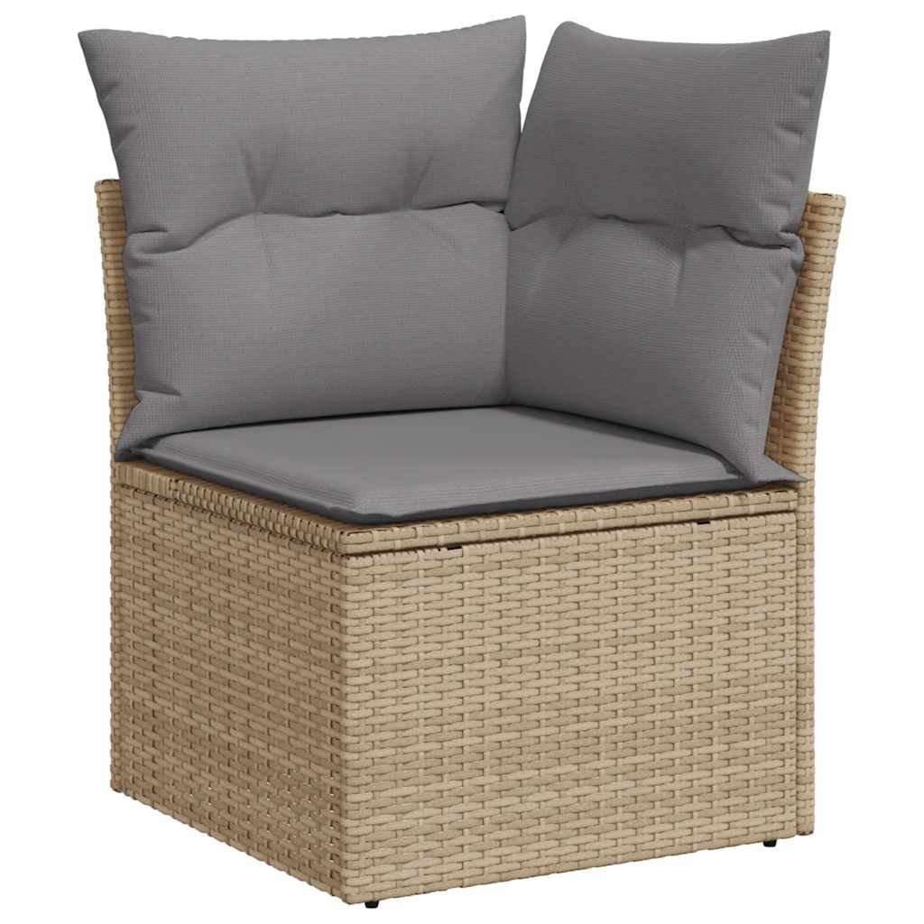 Set Divani da Giardino 7 pz con Cuscini Beige Polyrattan Acacia