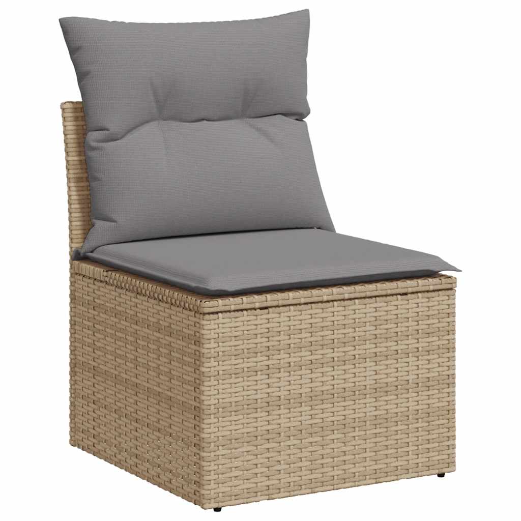 Set Divani da Giardino 7 pz con Cuscini Beige Polyrattan Acacia