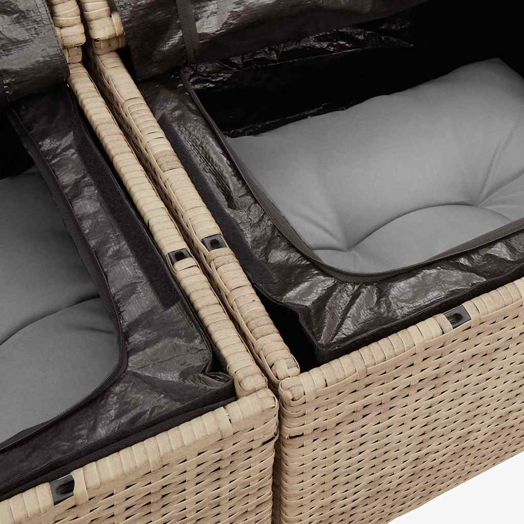 Set Divani da Giardino 7 pz con Cuscini Beige Polyrattan Acacia