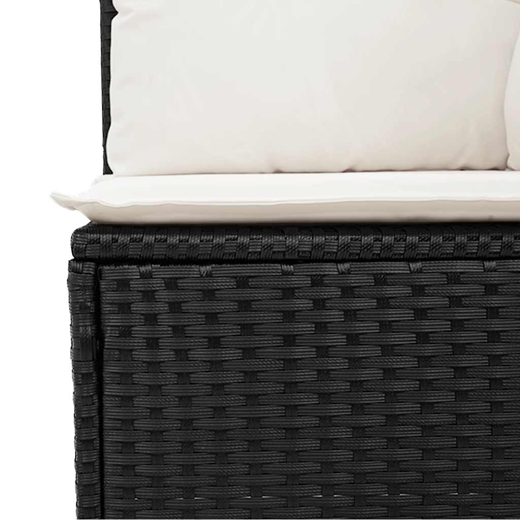 Set Divani da Giardino 9 pz con Cuscini Nero Polyrattan Acacia