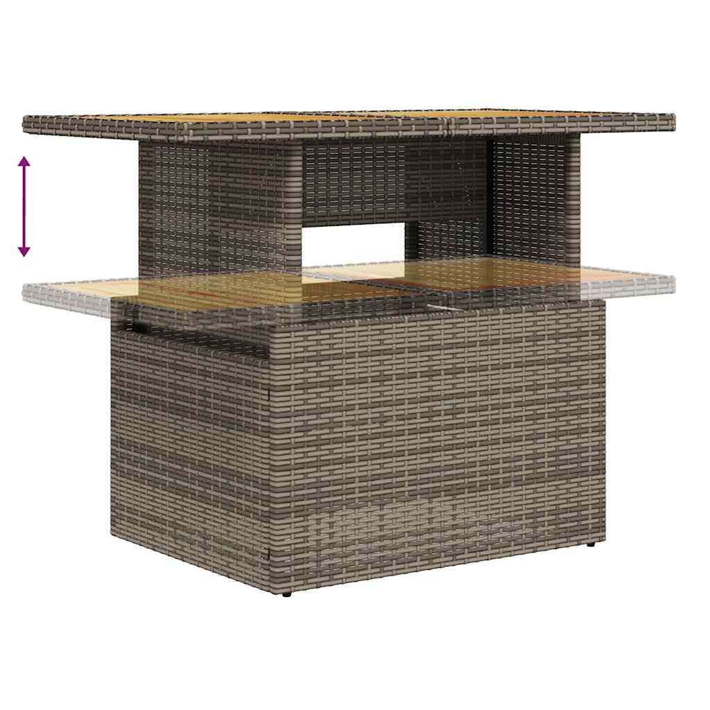 Set Divano da Giardino 9pz con Cuscini Grigio Polyrattan Acacia