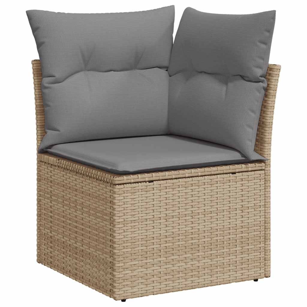 Set Divano da Giardino 5 pz con Cuscini Beige Polyrattan Acacia