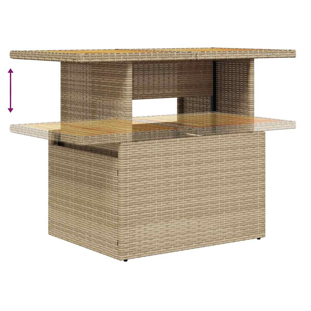 Set Divano da Giardino 5 pz con Cuscini Beige Polyrattan Acacia