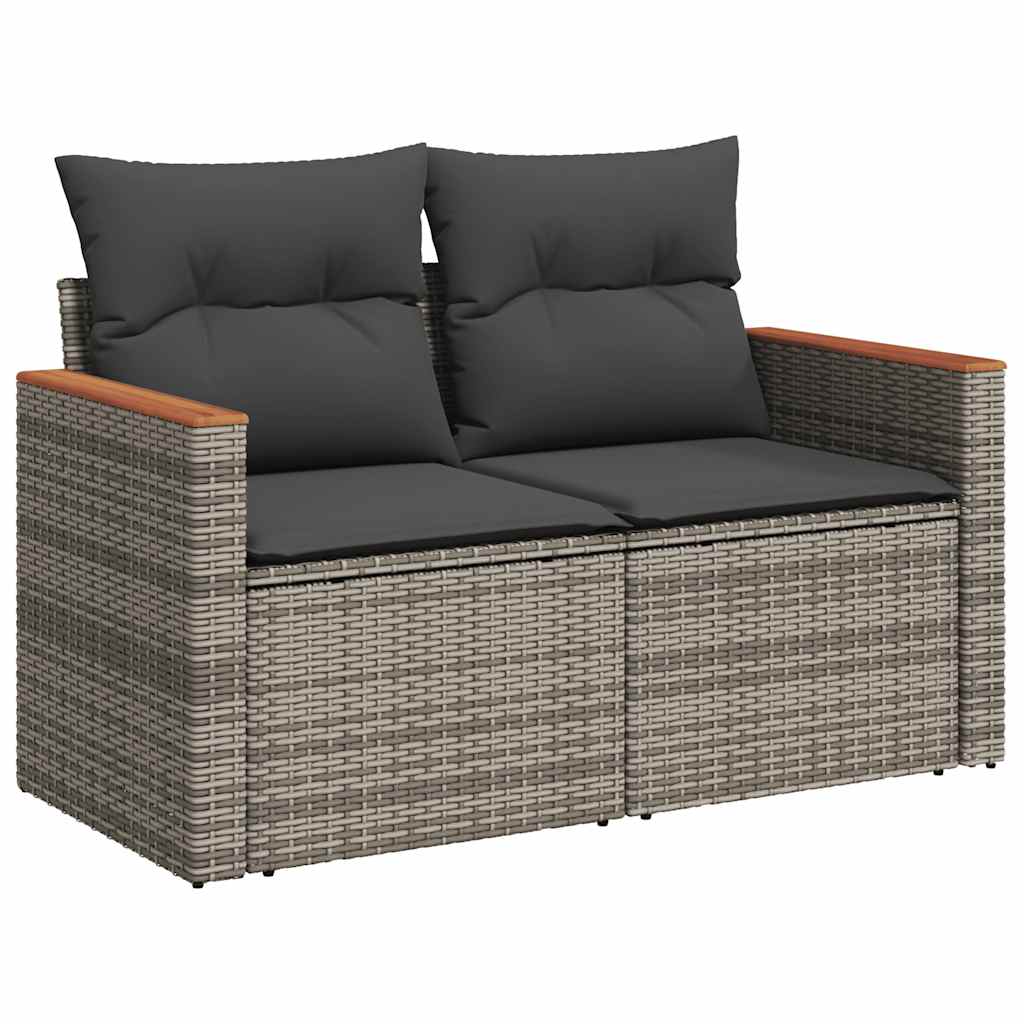 Set Divano Giardino 5 pz con Cuscini Grigio Polyrattan Acacia