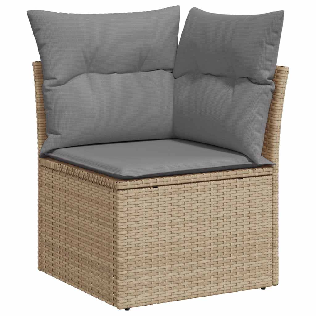 Set Divano da Giardino 6 pz con Cuscini Beige Polyrattan Acacia