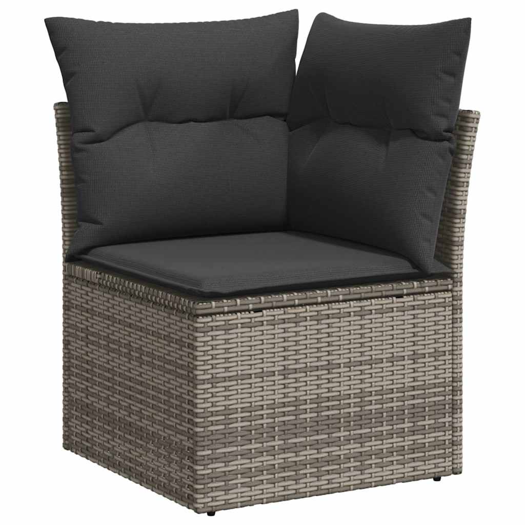 Set Divano da Giardino 6pz con Cuscini Grigio Polyrattan Acacia