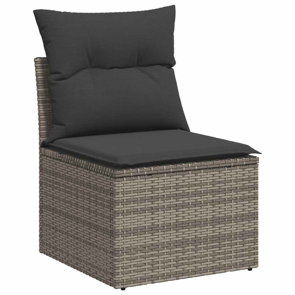 Set Divano da Giardino 6pz con Cuscini Grigio Polyrattan Acacia