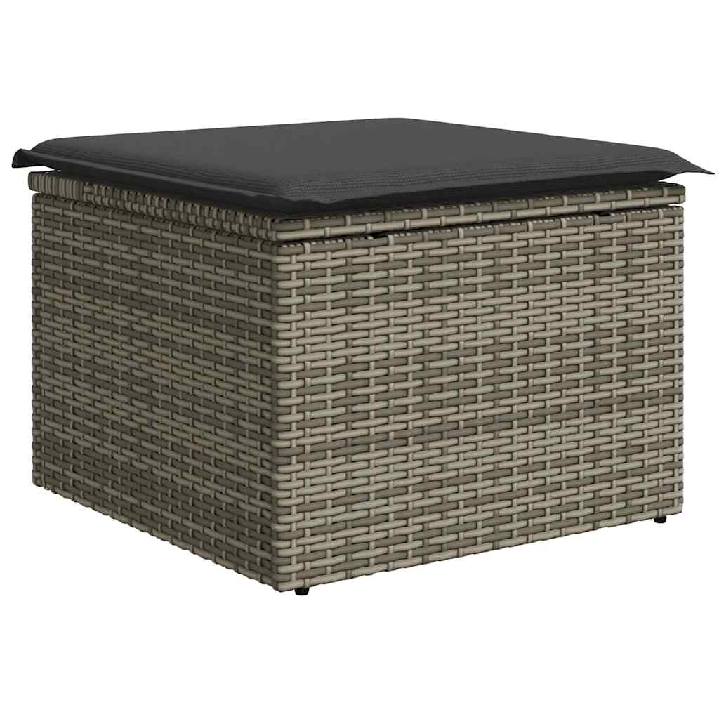 Set Divani da Giardino 7pz con Cuscini Grigio Polyrattan Acacia