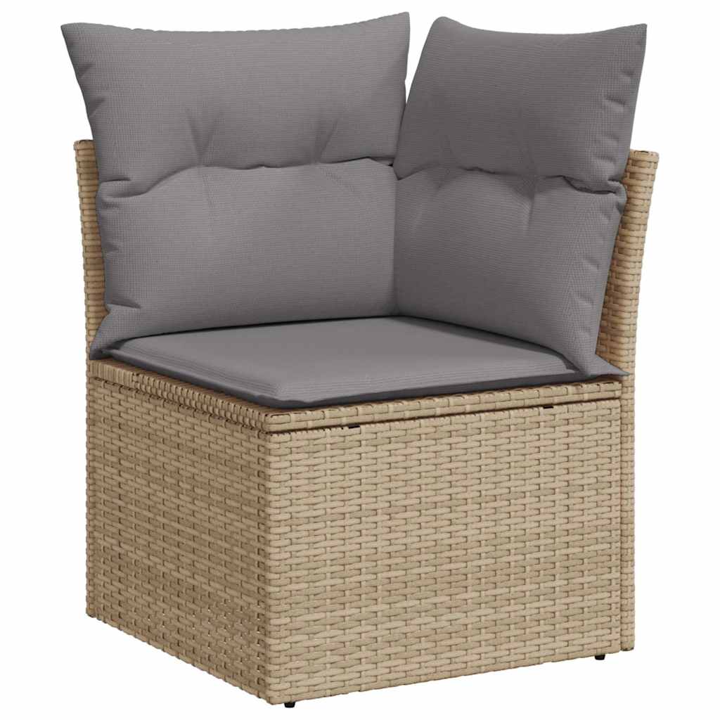 Set Divani da Giardino 11pz con Cuscini Beige Acacia Polyrattan