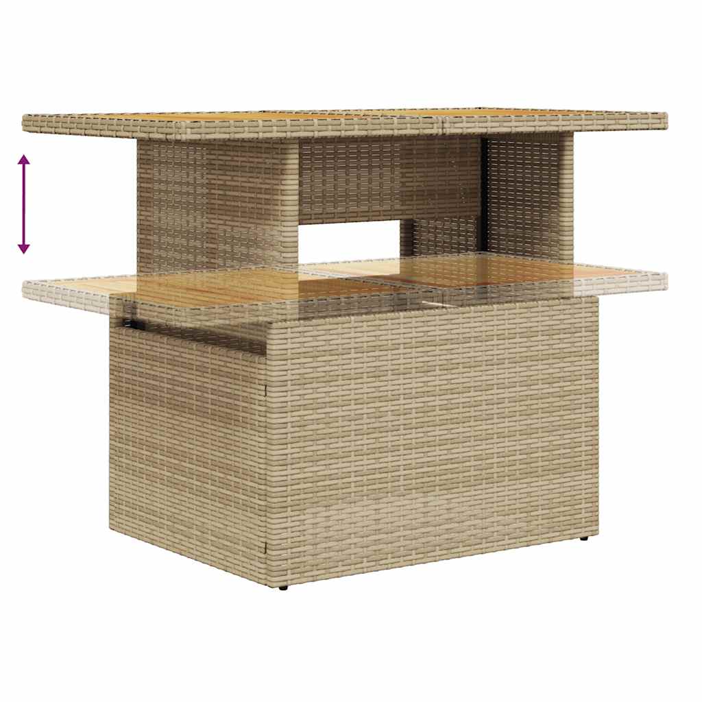 Set Divani da Giardino 11pz con Cuscini Beige Acacia Polyrattan