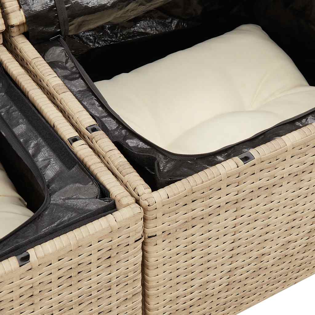 Set Divani da Giardino 7 pz con Cuscini Beige Polyrattan Acacia