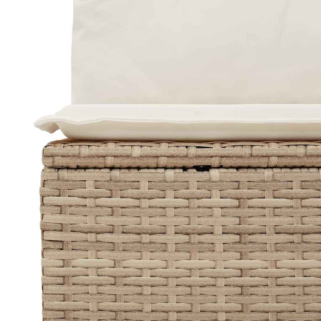 Set Divani da Giardino 11pz con Cuscini Beige Acacia Polyrattan