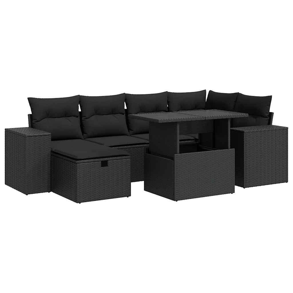 Set Divani da Giardino con Cuscini 8 pz Nero in Polyrattan