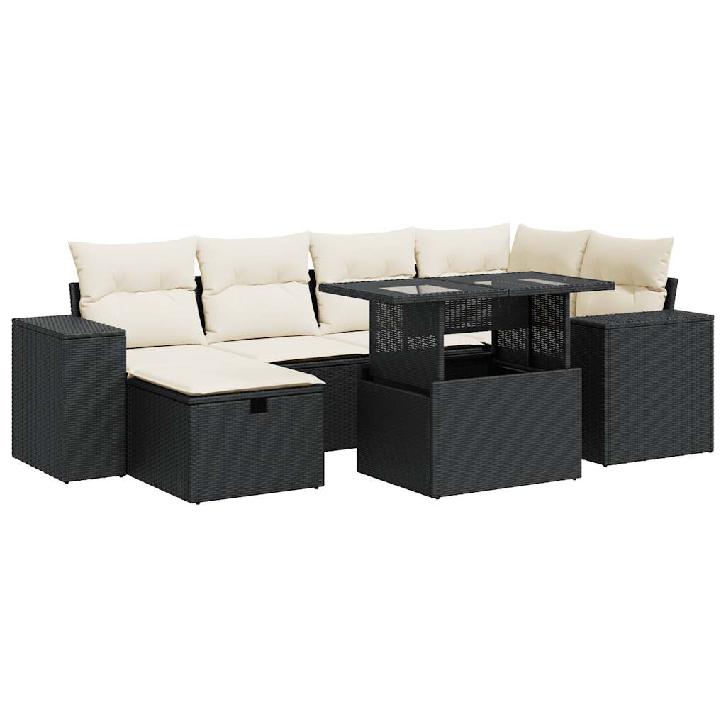 Set Divani da Giardino con Cuscini 8 pz Nero in Polyrattan